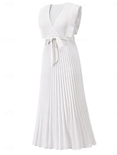 cheap Chiffon Dresses-Women's Maxi Dress Cocktail Dress Wedding Guest Dress Chiffon Dress Stylish Basic Casual Daily Vacation Regular Fit Plain Sleeveless V Neck White Purple Summer
