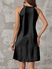 preiswerte Blumenkleider-Damen Mini Kleid Lässiges Kleid Petite Kleid Freizeitkleid Sommerkleid Lässiger Urlaub Täglich Cocktailparty Reguläre Passform Floral Ärmellos Halterhals Schwarz Sommer