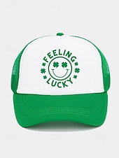billige Herrehatter-st. patrick&#039;s day lastebilhatter - kløver og morsomme slagorddesign for menn og kvinner, grønne og hvite justerbare capser for feriefester, parader og festlige feiringer