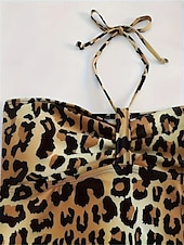 billige Tankinier-Dame Badetøy Bikini 2 stk Frekk Badedrakt Åpen rygg Tynn Ferie Strand Klær Leopard Grimehals Ermeløs Badedrakter