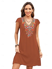 economico Abiti boho-San Valentino Per donna Normale Mini abito Abiti Boho Chic Abito linea A Abito boho Boemia Moda Classico Ad aletta Freddezza Da mare Feste Giornaliero Adattabile Fantasia geometrica Liscio Senza