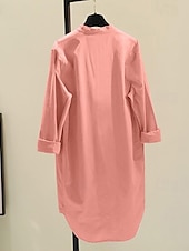 cheap Dresses-Women&#039;s Long Dress Maxi Dress Linen-Inspired Dresses Shirt Dress Casual Dress Cotton Linen Dress Stylish Casual Vacation Daily Date Regular Fit Plain Long Sleeve Stand Collar White Yellow Pink Green