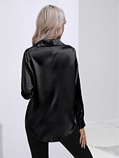 cheap Work Tops-Women&#039;s Shirt Boho Shirt Dressy Tops Plain Casual Boho Long Sleeve Bishop Sleeve Shirt Collar Regular Tops Party Evening Wear Daily Evening Party Glitter Silver Black Yellow Red Royal Blue Summer