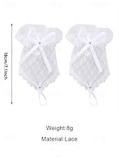 abordables Guantes de mujer-Guantes de novia elegantes de encaje blanco: guantes de novia sin dedos con lazo y detalles florales, perfectos para bodas y ocasiones especiales.