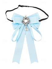 baratos Lenços Femininos-gravata borboleta elegante bordô com pingente de joia – acessório feminino estilo vitoriano para eventos formais, casamentos e cosplay