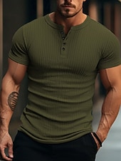  Per uomo Maglia Henley Canotta Muscolare Maglietta a Maglia a Coste Maglietta Maniche Corte Semplice Moda Designer Essenziale Henley Vacanza Streetwear Uscire Estate Verde scuro Maglietta Henley