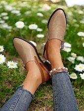 olcso Kényelmes szandálok-női mandula perforált slingback szandál tömbsarokkal és csatos pánttal - kényelmes és stílusos cipő munkához és hétköznapi kirándulásokhoz