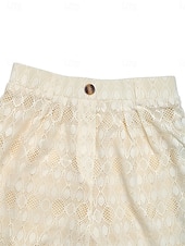 economico gamba larga e vita alta-Per donna Sfacciato Di tendenza Streetwear Moda Lunghezza intera Vita alta Liscio Pizzo Lavorato a maglia comodo Morbido Comodo Media elasticità Esterno Da mare Feste Tessuto almond Estate Primavera