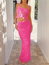 abordables Robes décontractées blanches-Femme Robe Ensemble Robe casual Jupe Ensemble Robe à enfiler Elégant Mode Plein Dos Nu Robe Maxi Sans Manches Col Carré Extérieur Rendez-vous Noir Blanche Jaune Eté Standard