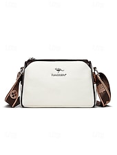 cheap Crossbody Bags-Women&#039;s Vintage Faux Leather Crossbody Shoulder Bag – Elegant and Compact Design with Adjustable Strap, Perfect for Daily Use, Travel, and Casual Outings Black White Brown