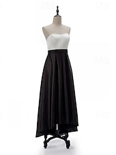 preiswerte SCHWARZ-A-Linie Abendkleider Schwarzes Kleid Kleid kleid hochzeitsgast Abendgesellschaft Asymmetrisch Ärmellos Schatz Ausschnitt Gürtel / Schärpe Baumwolle Rückenlos mit Plissee 2025