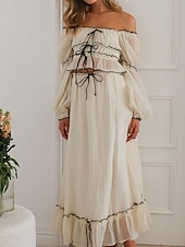 Χαμηλού Κόστους Βασικά Ψεύτικα Φορέματα-Γυναικεία Μακρύ φόρεμα Λινό από ψεύτικο βαμβάκι Φόρεμα καφτάνι Σετ φούστας Μοντέρνα Καθημερινό Καθημερινά ΕΞΩΤΕΡΙΚΟΥ ΧΩΡΟΥ Διακοπές Κανονικό Σκέτο Κοντομάνικο Λαιμόκοψη U Σομόν