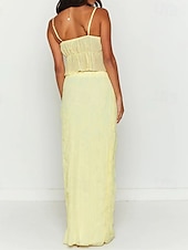 abordables Robes décontractées blanches-Femme Robe Ensemble Robe casual Jupe Ensemble Robe à enfiler Elégant Mode Plein Dos Nu Robe Maxi Sans Manches Col Carré Extérieur Rendez-vous Noir Blanche Jaune Eté Standard