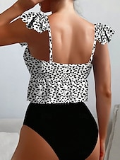 billige Tankinier-Dame Badetøy Tankini 2 stk Underbukser Badedrakt Drapering Åpen rygg Høy Midje Ferie Strand Klær Polkadotter Dyp utringing Ermeløs Badedrakter