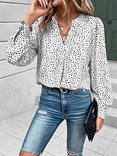 abordables Hauts de Travail pour Femmes-Femme Chemise Chemisier Léopard mode Décontractées manche longue Col cranté Hauts réguliers du quotidien Imprimer Blanche Rose Claire Eté Printemps
