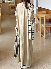 economico Vestiti-Per donna Abito Lungo Maxi Abito Abiti ispirati al lino Vestito Casual Elegante Casual Vacanza Quotidiano Data Vestibilità regolare Semplice Manica Lunga Bavero Nero Vino Cachi Verde militare Estate