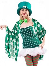 economico Sciarpe da donna-sciarpa trifoglio di San Patrizio per donna, leggera sciarpa con stampa trifoglio, accessorio verde festoso per feste, celebrazioni e uso quotidiano
