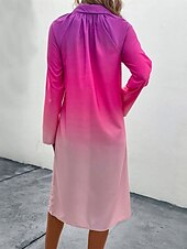 Жен. Платье средней длины Платье-рубашка Повседневное платье Стиль На каждый день Отпуск Повседневные Стандартный Омбре Длинный рукав Рубашечный воротник Розовый Лето Недорогие Платья-футболки-Жен. Платье средней длины Платье-рубашка Повседневное платье Стиль На каждый день Отпуск Повседневные Стандартный Омбре Длинный рукав Рубашечный воротник Розовый Лето