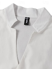  Herren Hemd leinenhemd Hemd mit Stehkragen Sommerhemd Strandbekleidung Knopfhemd Glatt Casual Täglich Schwarz Weiß Blau Langarm Stehkragen Frühling Sommer Bekleidung