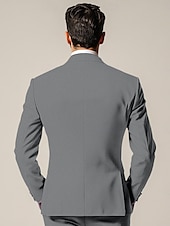 baratos Fatos formais-Ternos de Casamento Masculinos Cinza Claro Negócios Diários Sólidos Plus Size 3 Peças com Um Botão