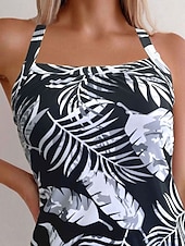 abordables Tankinis-Femme Maillots de Bain Bikinis 2 pièces Jambe de garçon Maillot de bain Dos Nu Mince Vacances Tenues de plage Graphic Col en U Sans Manches Maillots de bain