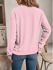 abordables Sweats à capuche-Femme Sweats à Capuche Lettre Décontractées manche longue Col Rond Hauts réguliers Travail Quotidien Casual Imprimer Rose Claire Automne Hiver