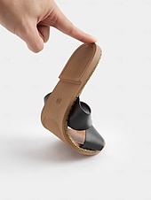 olcso Női szandálok-fekete keresztpántos lapos csúszó szandál nőknek - lezser nyári slip-on kényelmes talppal