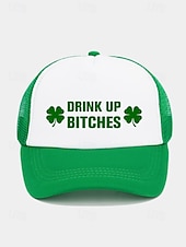 billige Herrehatter-st. patrick&#039;s day lastebilhatter - kløver og morsomme slagorddesign for menn og kvinner, grønne og hvite justerbare capser for feriefester, parader og festlige feiringer