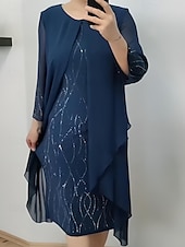 abordables Robe de cocktail-Femme robe longue Robe casual Robe Trapèze Elégant mode Décontractées Soirée du quotidien Fiançailles Standard Plein Sans Manches Col Ras du Cou Noir Bleu de minuit Eté Printemps