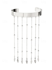 billiga Damarmband-dammanschettarmband i guldkedja – eleganta justerbara överarmssmycken med strass tofsar och dingelkedjor för fester och speciella tillfällen