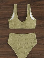 economico Bikini-Per donna Costumi da bagno Bikini 2 pezzi Slip Costume da bagno Schiena scoperta Taglia piccola Festività Abbigliamento mare Tinta unica A V Senza maniche Costumi da bagno