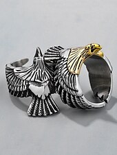 abordables Joyas para hombres-Anillo de águila vintage de plata y oro para hombre: diseño animal atrevido, joyería de acero inoxidable, perfecto para uso informal, fiestas y regalos.