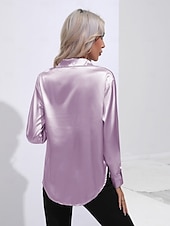 cheap Work Tops-Women&#039;s Shirt Boho Shirt Dressy Tops Plain Casual Boho Long Sleeve Bishop Sleeve Shirt Collar Regular Tops Party Evening Wear Daily Evening Party Glitter Silver Black Yellow Red Royal Blue Summer