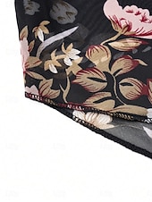 billige Kvinne Grafiske Topper-Dame Skjorte Bluse Blomstret Stilfull Fritid 3/4 ermer Crew-hals Vanlige topper Daglig Netting Trykt mønster Svart Sommer