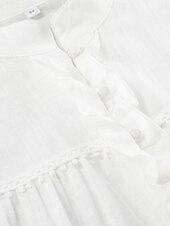 abordables robes imprimées en coton et lin-Femmes Mini Robe Robes inspirées du lin Robe en coton et lin Robe trapèze Élégant Basique Occasionnel Vacances Soirée Travail Coupe régulière Uni manche longue Col haut Blanche Été Printemps Automne