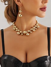 billiga Kvinnors halsband-guld statement halsband och örhängen set – djärva bubbeldesignsmycken för kvinnor, perfekta för fester, bröllop och speciella tillfällen