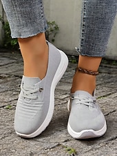ieftine Adidași de Damă-adidași de damă gri din tricot cu talpă cu pernă de aer – pantofi ușori și respirabili pentru mers, călătorii și ținute casual