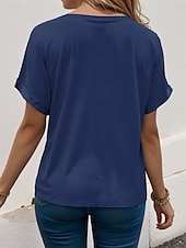 billiga Humor &amp;amp; citationstecken-Dam T-shirt Reste sig Bokstav Stylish Ledigt Kortärmad V-hals Vanliga toppar Dagligen Mönster Blå Sommar