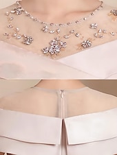 preiswerte Teelänge-Mutter der Braut Kleid Tee-Länge Elegant Vintage Einfach Rundhalsausschnitt Satin Tüll Kurze Ärmel mit Falten Cascading Rüschen Diamant Einfarbig Derby Kleid Renntag Kleid 2025