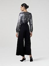 economico Jumpsuits-tuta a gamba larga con frange di paillettes