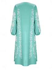 ieftine Rochii casual florale-Pentru femei Rochie Maxi Rochie casual Rochie A line Rochie Boho Stilat Casual Vacanță Zilnic Dată Potrivire Largă Grafic Manșon Lung În V Roșu-aprins Albastru Deschis Primăvară Toamnă