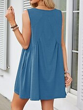 ieftine Rochii de soare-Pentru femei Rochie Mini Rochie casual Rochie Tip Maieu Stilat De Bază Casual Vacanță Zilnic Fit regulat Simplu Fără manșon În V Negru Albastru piscină Vară Primăvară