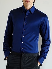  Per uomo Camicia Camicia con colletto a punta di lancia Camicie Camicia abbottonata Liscio Matrimonio Feste Nero Bianco Rosso Blu marino Manica lunga Bavero Primavera & Autunno Abbigliamento Bottone