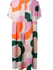 ieftine Rochii-Pentru femei Rochii Midi Rochii inspirate din in Rochie casual Rochie din in bumbac Elegant Stilat Casual Vacanță Zilnic Dată Potrivire Largă Grafic Manșon scurt Stil Nautic Portocaliu Vară Primăvară