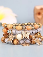 olcso kiegészítők-Régies stílus Golyó Divat Személyre szabott Fa Karkötő ékszerek Light Mix / Sárga / Katonai zöld Kompatibilitás Szabadság