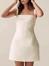 cheap Little White Dresses-Beach Little Graduation White Dresses Boho Wedding Dresses A-Line Sweetheart Camisole Sleeveless Knee Length Jersey Bridal Suits Bridal Gowns With Bow(s) Pleats 2025