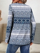 billiga Randig och geometrisk t-shirt-Dam T-shirt Crew Neck Lång Ärmm Tunika Grafisk Geometrisk Lätt Regelbundna Toppar Daglig Tryck Dammig Blå Vår Höst