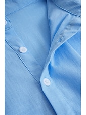  Herren Hemd Leinenhemd Sommerhemd Strandbekleidung Einfach Urlaub Lässig Schwarz Weiß Blau Khaki Langarm Revers Frühling & Sommer Bekleidung