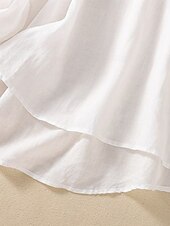 abordables Chemises-Femmes Chemise Chemisier Chemises en coton et lin Couleur Unie Basique Occasionnel manche longue Col ras du cou Hauts Réguliers Quotidien Broderie Blanche Rose Claire Fuchsia Vert Été Printemps