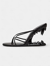 abordables Sandales de Robe-sandales plates métalliques dorées avec talon sculpté - chaussures de déclaration uniques pour femmes